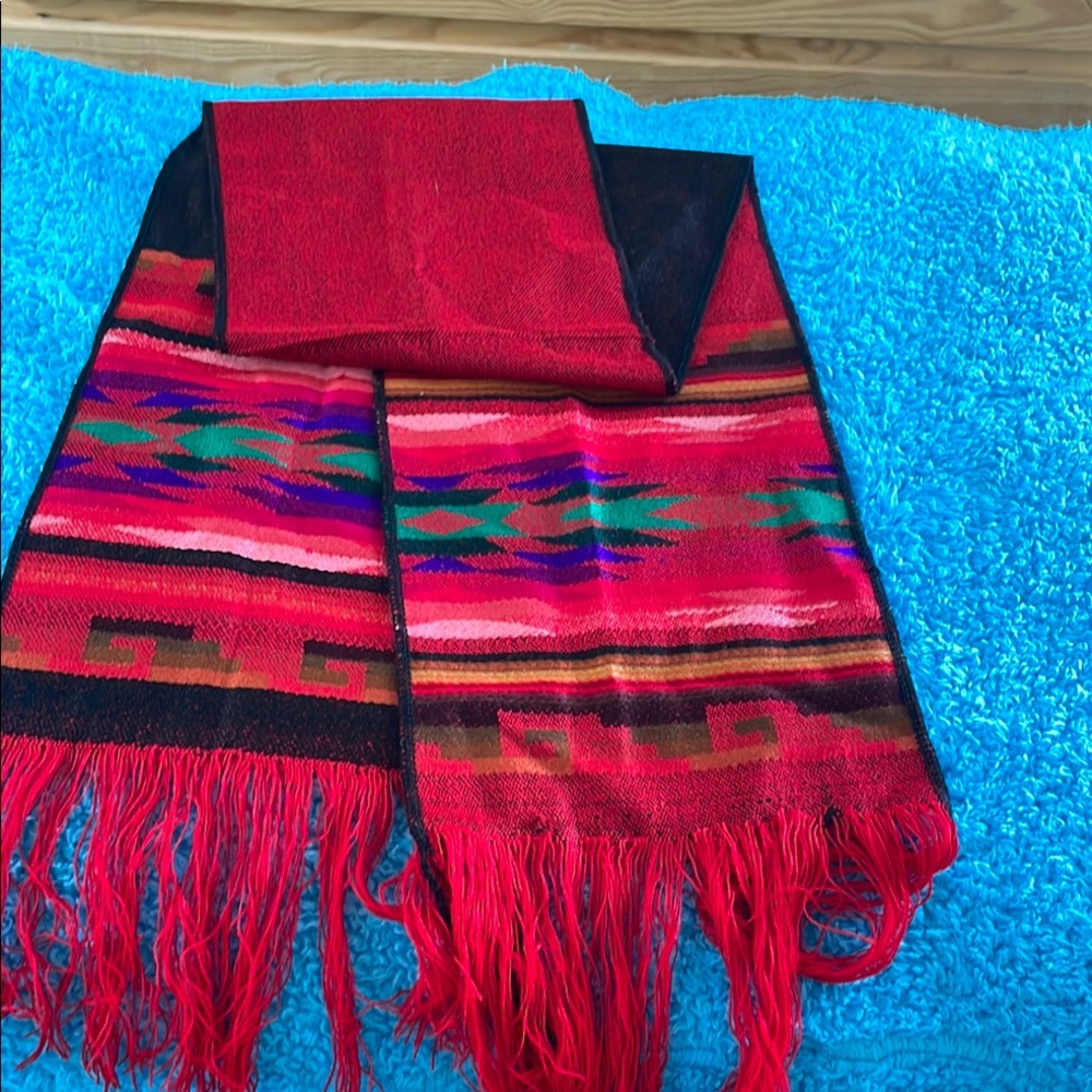 Vibrant Red Patterned Scarf